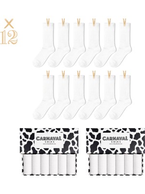 Carnaval Socks 12\'li Beyaz Basic Pamuk Unisex Çorap Seti