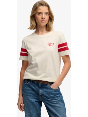 Superdry Krem Kadın %100 Pamuk T-Shirt W1011870A