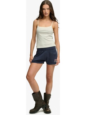 Superdry Lacivert Kadın Şeritli Şort W7110506A