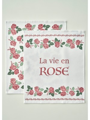 Rose Pamuklu Baskılı Kurulama Bezi 2'li Krem (40X50 Cm)