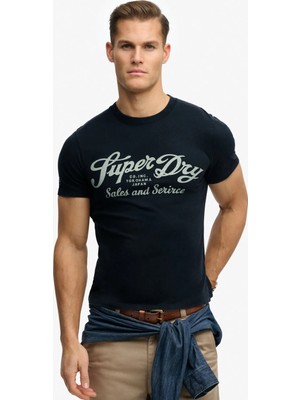 Superdry Lacivert Erkek Yazı Baskılı T-Shirt