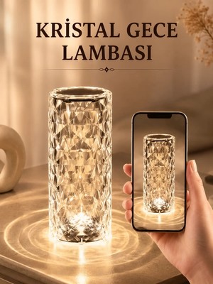 Nevamel® Kristal Dokunmatik ve Kumandalı Masa ve Gece Lambası