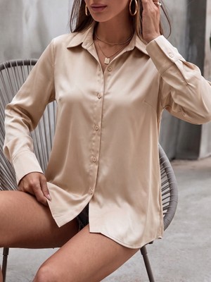 Mass Fashion Kadın Saten Şık Gömlek