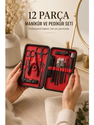 Nevamel® Paslanmaz Çelik Uçlu 17 Parça Profesyonel Manikür ve Pedikür Seti