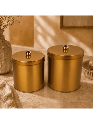 Sarkap Home Ikili Topuz Kulplu Saklama Kabı Seti - Gold