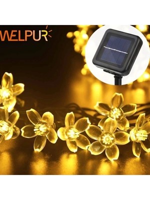 Drop Tedarik Solar 30 Ledli Çiçekli Günışığı Bahçe Aydınlatma Dekorasyon Güneş Enerjili
