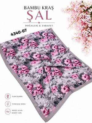 Sedef Desenli Bambu Kraş Şal