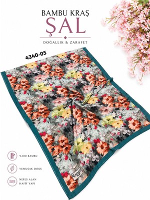 Sedef Desenli Bambu Kraş Şal