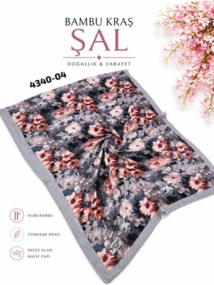 Sedef Desenli Bambu Kraş Şal