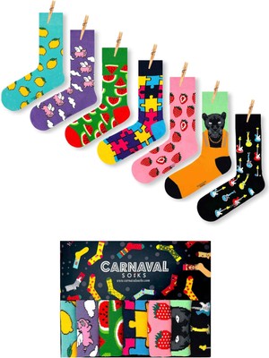 Carnaval Socks 7'li Uyumsuz Eğlenceli ve Tarz Soket Çorap Seti