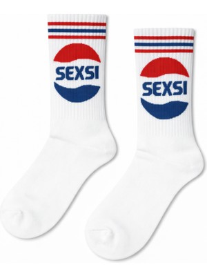 Carnaval Socks Sexsi Yazı Desenli Beyaz Unisex Çorap