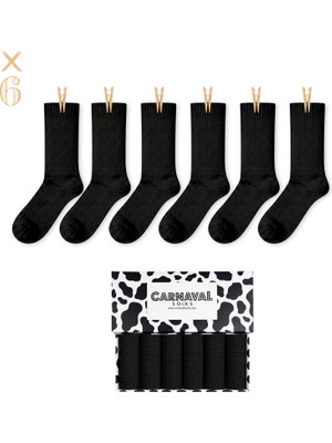Carnaval Socks 6’lı Siyah Basic Pamuk Unisex Çorap Seti