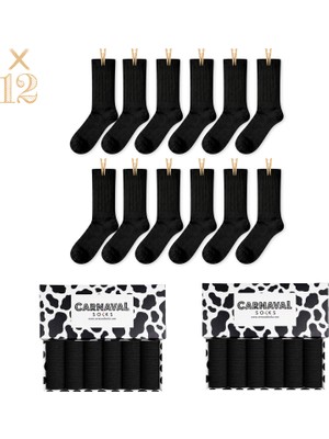Carnaval Socks 12\'li Siyah Basic Pamuk Unisex Çorap Seti