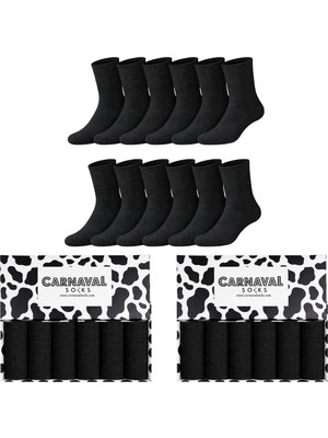 Carnaval Socks Carnaval Terry Siyah 12\'li Eko Unisex Soket Çorap Seti