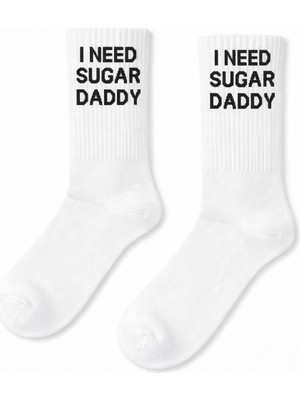 Carnaval Socks I Need Sugar Daddy Yazılı Beyaz Tenis Çorap