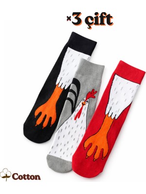 Carnaval Socks 3lü Tavuk Ayaklı Eğlenceli Çorap Seti