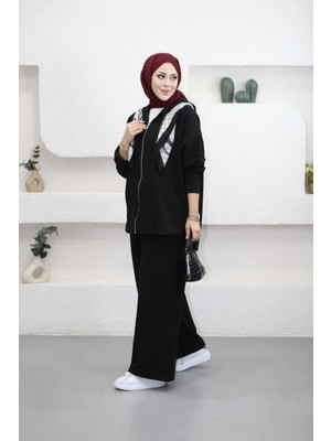 Suede Style 9290 - Şık Rahat 2 Iplik Kapüşonlu Salaş Kadın Takım