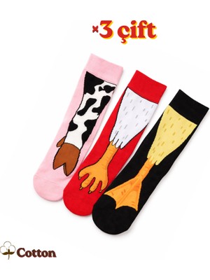 Carnaval Socks 3\'lü Inek Tavuk Ördek Temalı Çorap Seti