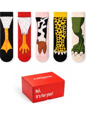 Carnaval Socks 5li Hayvan Ayakları Temalı Eğlenceli Çorap Kutusu