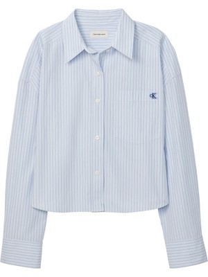 Calvin Klein Kadın / Kız Mavi Calvin Klein Yarndye Cotton Poplı, C1O, Xxs Mavi Kadın Gömlek