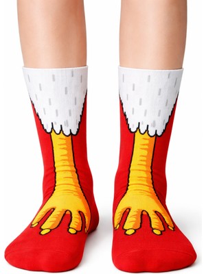 Carnaval Socks Kırmızı Kartal Ayağı Desenli Unisex Soket Çorap