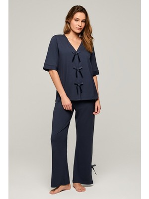 Kom Ribbo Fiyonk Detaylı Pijama Takımı
