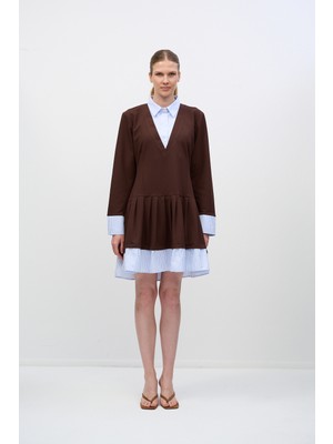 HANIQA Modern Stil Rahat Günlük Pileli Elbise
