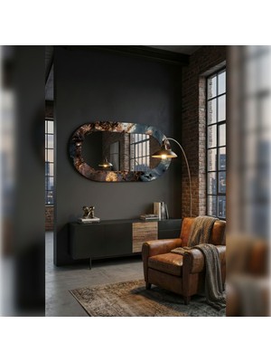 Decorita Altın Damarlı Soyut Mermer Dekoratif Ayna | 110CM x 70CM