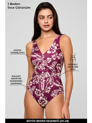 Kom Lapas Desenli Kruvaze Toparlayıcı Bikini