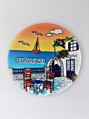 Mundy Gölyazı Polyester Kabartmalı Magnet Çap:6,5cm Dekoratif Hediyelik Buzdolabı Süsü (KOD:1384)