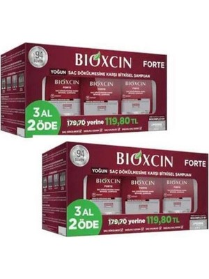 Bioxcin Forte Şampuan - Yoğun Saç Dökülmesine Karşı Canlandırıcı Etki, 3'lü Set, Bitkisel Formül, Paraben İçermez