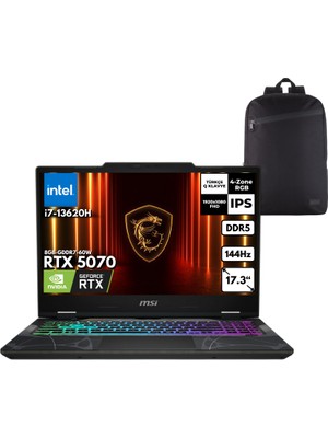 MSI Msı Cyborg 17 I7-13620H 64-Gbddr5 1 Tbssd RTX5070 (8GB-GDDR7-60W) 17.3" Fhd 144Hz Windows 11 Home + Qb Sırt Çantası B13WGKG-251XTRQB33