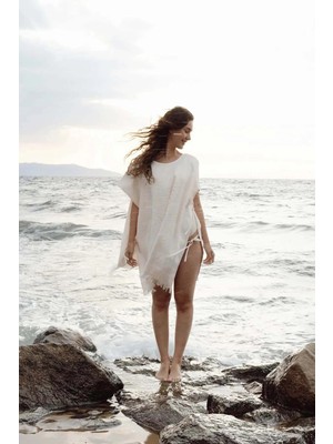 İrya Solara %100 Pamuk Plaj Pançosu Coconut Cream