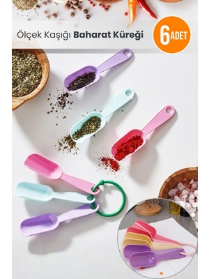Orvila Mini Boy 6'lı Renkli Ölçek Kaşığı Baharat Küreği Baharat Kaşığı