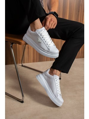 Zerenyus ZRC2535 - Yüksek Kalite Trion Kalın Taban Erkek Beyaz Sneakers