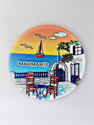 Mundy Marmaris Polyester Kabartmalı Magnet Çap:6,5cm Dekoratif Hediyelik Buzdolabı Süsü (KOD:1389)