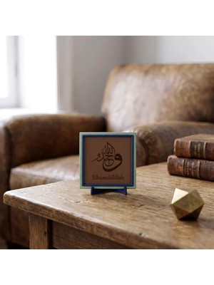 Miaju Elhamdülillah Yazılı Minimalist Dekoratif Obje, Maneviyat ve Estetiğin Buluşması 10X10 cm