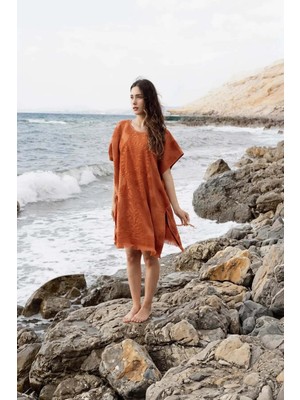 İrya Solara %100 Pamuk Plaj Pançosu Orange Sun