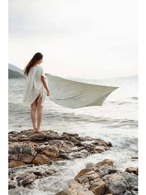 İrya Verde %100 Pamuk Plaj Havlusu 80X170 cm Serene Sky