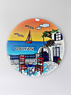 Mundy Dalyan Polyester Kabartmalı Magnet Çap:6,5cm Dekoratif Hediyelik Buzdolabı Süsü (KOD:1388)