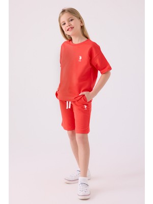 U.S. Polo Assn. U.S. Polo Assn Kız Çocuk Turuncu Bermuda Takım US1850-C-V10