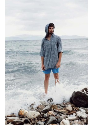 İrya Kayora %100 Pamuk Unisex Plaj Pançosu Windy Blue