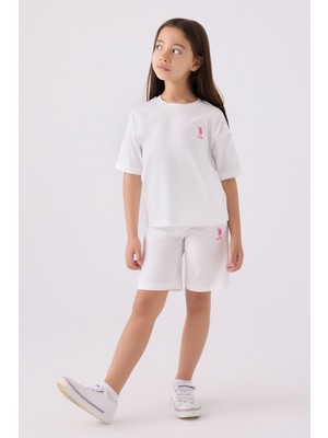 U.S. Polo Assn. U.S. Polo Assn Kız Çocuk Beyaz Bermuda Takım US1848-C-V7