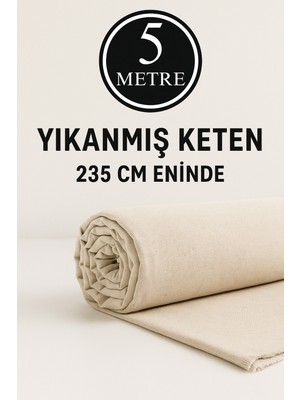 Morlay 5 Metre Yıkanmış Ham Naturel Keten Kumaş - 235 cm En - Organik - Doğal - Punch - Döşemelik Kumaş