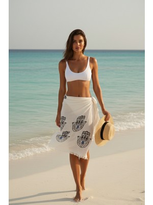 Morlay %100 Pamuk Müslin Peştemal Plaj Havlusu 80X180 cm Püsküllü Yumuşak Sarong Pareo Yüksek Emici Havlu