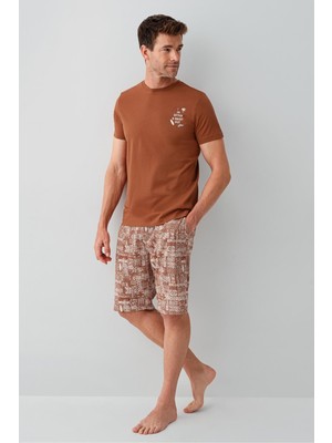 Arnetta Premium Erkek Cool Summer Rahat Kalıp %100 Pamuk Kısa Kollu Şortlu Aile Pijama Takım