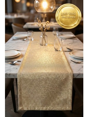 Morlay Lumen Serisi | Simli Runner Gold / Silver , Premium Çeyizlik Lüks Şık Masa Örtüsü Runner 40X150 cm