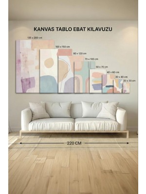 Kanvas Tr Minimalist Botanik Yapraklar ve Retro Desenli Saksılar Kanvas Tablo