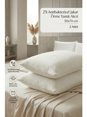 Morlay 2 Adet Jakar Yastık Alezi 50X70 cm Nefes Alan Terletmeyen Yumuşak Sessiz Doku