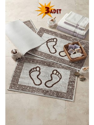 Thalia Home Ayakizi Desenli 3 Adet Banyo Paspası Kapıönü Paspası 40X60 cm